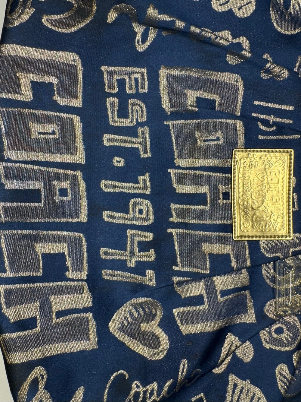 Coach Navy and Metallic Gold Signature Tote - Picture 4 of 16